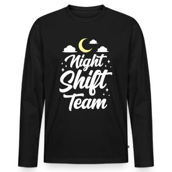 Night Shift Team Work Night Shift Colleague - Men's Premium Organic Long Sleeve Shirt - black - Front - Nico (187cm)