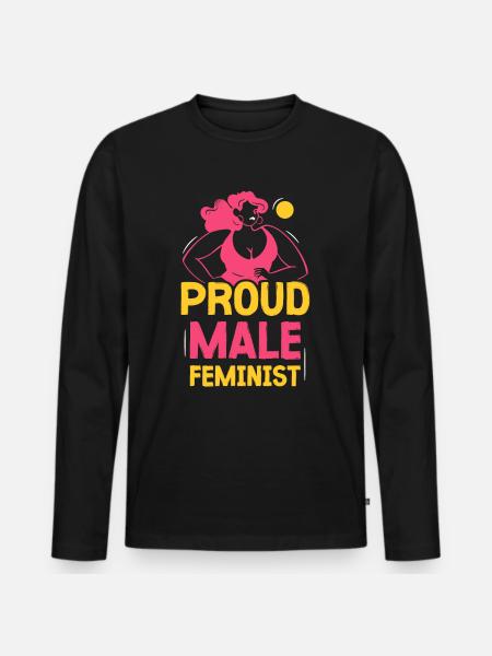Fier féminisme féministe féminin masculin - T-shirt manches longues Premium bio Homme - noir
