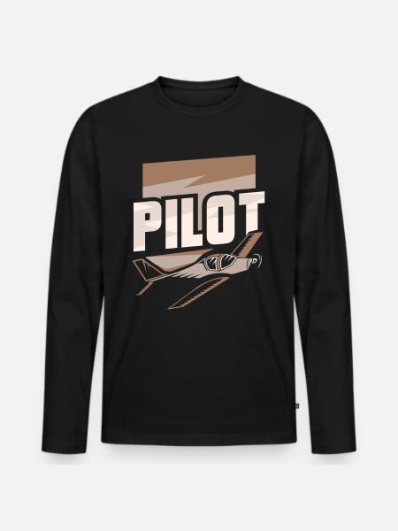 Pilot Kleinflugzeug Privatflugzeug Leichtflugzeug - Männer Premium Bio Langarmshirt - Schwarz