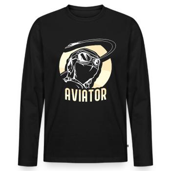 Pilote De petit avion Avion léger Pilote Jet - T-shirt manches longues Premium bio Homme - noir - Devant - Nico (187cm)