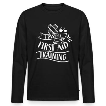 Ich Habe Einen Erste Hilfe Kurs Bestanden Lehrer - Männer Premium Bio Langarmshirt - Schwarz - Vorne - Nico (187cm)