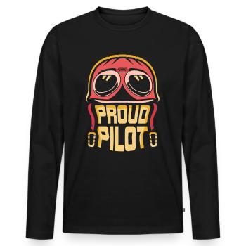 Fier pilote avion léger petit avion jet - T-shirt manches longues Premium bio Homme - noir - Devant - Nico (187cm)