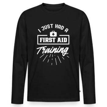 Ich Hatte Gerade Einen Erste Hilfe Kurs Lehrer - Männer Premium Bio Langarmshirt - Schwarz - Vorne - Nico (187cm)