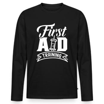 Ausbildung In Erster Hilfe Kurs Erste Hilfe - Männer Premium Bio Langarmshirt - Schwarz - Vorne - Nico (187cm)