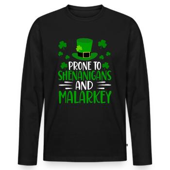 Sensible aux bêtises et aux méfaits Irlande Gaélique Irlandais - T-shirt manches longues Premium bio Homme - noir - Devant - Nico (187cm)