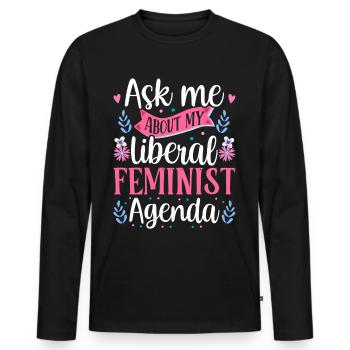 Agenda féministe libéral Féminisme féministe - T-shirt manches longues Premium bio Homme - noir - Devant - Nico (187cm)