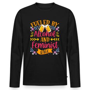 Driven by alcohol and feminist anger - Men's Premium Organic Long Sleeve Shirt - black - Front - Nico (187cm)
