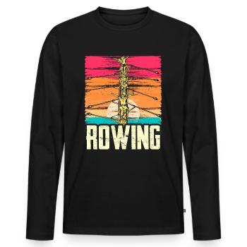 Rowing Rowing Rowing Boat Rowing Rowing Rowing - Men's Premium Organic Long Sleeve Shirt - black - Front - Nico (187cm)