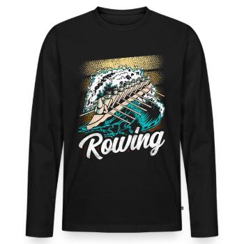 Rowing Rowing Rowing Rowing Boat Rowing Rower - Men's Premium Organic Long Sleeve Shirt - black - Front - Nico (187cm)