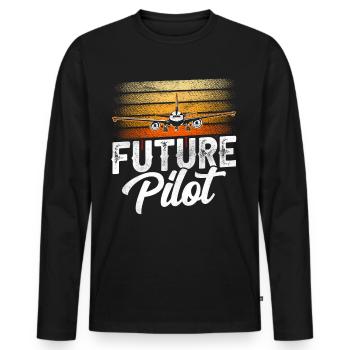 Futur pilote de petit avion jet avion léger - T-shirt manches longues Premium bio Homme - noir - Devant - Nico (187cm)