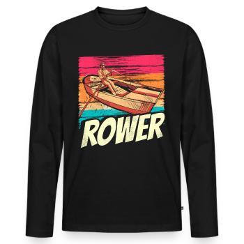 Rowing Rowing Boat Rowing Rowing Rowing Rowing - Men's Premium Organic Long Sleeve Shirt - black - Front - Nico (187cm)