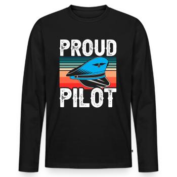 Fier pilote avion léger petit avion jet - T-shirt manches longues Premium bio Homme - noir - Devant - Nico (187cm)