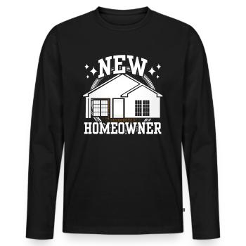 Nouveau propriétaire Propriétaire Maison de propriétaire - T-shirt manches longues Premium bio Homme - noir - Devant - Nico (187cm)