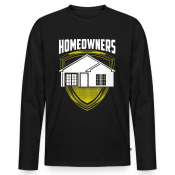 Propriétaire Propriétaire Propriétaire Hôte - T-shirt manches longues Premium bio Homme - noir - Devant - Nico (187cm)