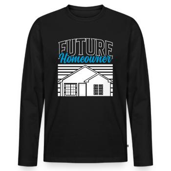 Futur propriétaire propriétaire propriétaire - T-shirt manches longues Premium bio Homme - noir - Devant - Nico (187cm)
