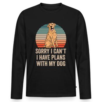Je ne peux malheureusement pas avoir de projets avec mon chien - T-shirt manches longues Premium bio Homme - noir - Devant - Nico (187cm)