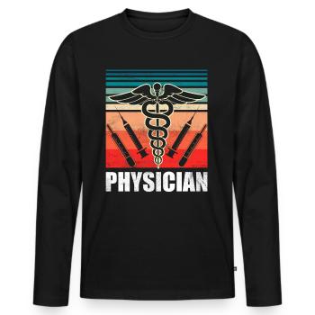 Arzt Beruf Mediziner Medizin Doktor - Männer Premium Bio Langarmshirt - Schwarz - Vorne - Nico (187cm)