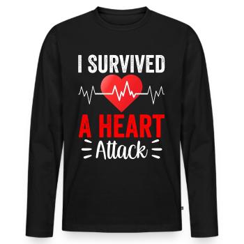 I survived a heart attack - Men's Premium Organic Long Sleeve Shirt - black - Front - Nico (187cm)