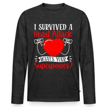 I survived a heart attack - Men's Premium Organic Long Sleeve Shirt - heather anthracite - Front - Nico (187cm)