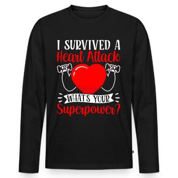 I survived a heart attack - Men's Premium Organic Long Sleeve Shirt - black - Front - Nico (187cm)