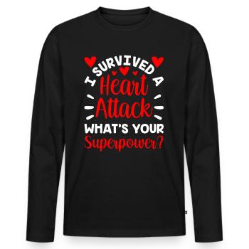 I survived a heart attack - Men's Premium Organic Long Sleeve Shirt - black - Front - Nico (187cm)