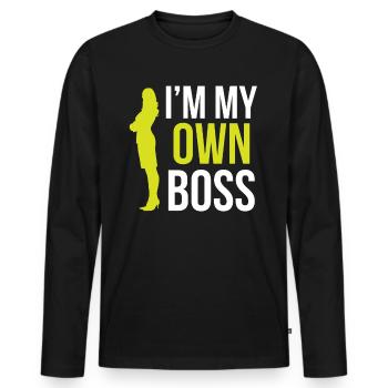 Je suis mon propre patron Mama CEO Fondateur - T-shirt manches longues Premium bio Homme - noir - Devant - Nico (187cm)