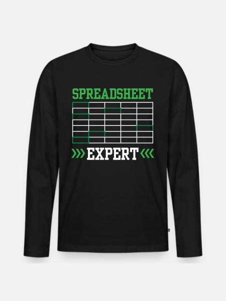 Spreadsheet Expert Accountant Work Table - Men's Premium Organic Long Sleeve Shirt - black