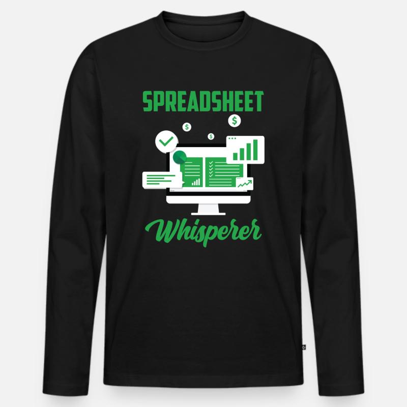 Tableur Whisperer Table Travail comptable - T-shirt manches longues Premium bio Homme - noir