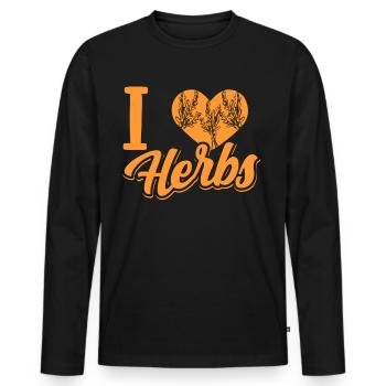 J’adore les herbes herbes herbes aromatiques jardin d’herbes aromatiques - T-shirt manches longues Premium bio Homme - noir - Devant - Nico (187cm)