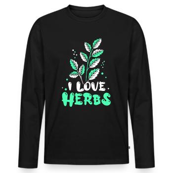J’adore les herbes herbes herbes aromatiques jardin d’herbes aromatiques - T-shirt manches longues Premium bio Homme - noir - Devant - Nico (187cm)