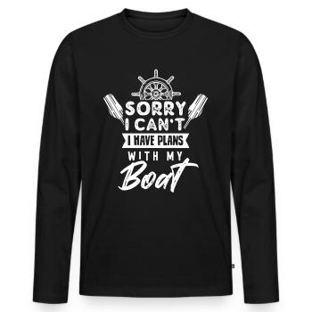 Malheureusement, je ne peux pas avoir de plans avec mon bateau - T-shirt manches longues Premium bio Homme - noir - Devant - Nico (187cm)