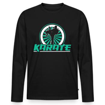 Karaté Arts Martiaux Combattant Arts Martiaux Dictons - T-shirt manches longues Premium bio Homme - noir - Devant - Nico (187cm)