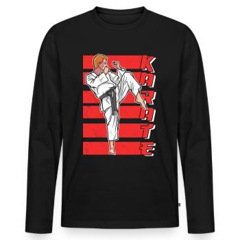 Karaté Fighter Arts martiaux Dictons Arts martiaux - T-shirt manches longues Premium bio Homme - noir - Devant - Nico (187cm)