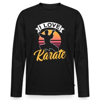 J’adore les arts martiaux de combat de karaté arts martiaux - T-shirt manches longues Premium bio Homme - noir - Devant - Nico (187cm)