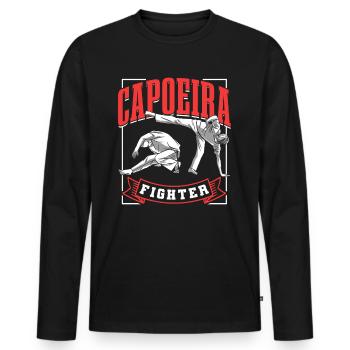 Capoeira Fighter Hobby Arts Martiaux Brésilien - T-shirt manches longues Premium bio Homme - noir - Devant - Nico (187cm)