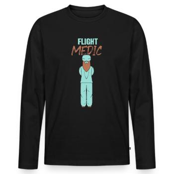 Profession de médecin de vol Médecin de vol Infirmière de vol - T-shirt manches longues Premium bio Homme - noir - Devant - Nico (187cm)