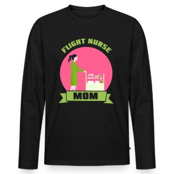 Infirmière de vol Mama Infirmière de vol Médecin de vol - T-shirt manches longues Premium bio Homme - noir - Devant - Nico (187cm)