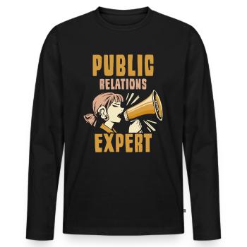 Public Relations Expert Profession PR Job - Men's Premium Organic Long Sleeve Shirt - black - Front - Nico (187cm)