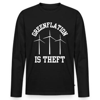 Greenflation is theft energy green inflation - Men's Premium Organic Long Sleeve Shirt - black - Front - Nico (187cm)