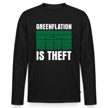 Greenflation is theft Inflation Green Energy - Men's Premium Organic Long Sleeve Shirt - black - Front - Nico (187cm)