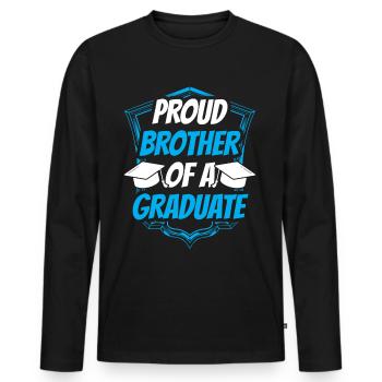 Fier frère d’un diplômé diplômé - T-shirt manches longues Premium bio Homme - noir - Devant - Nico (187cm)