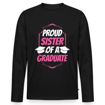 Fière sœur d’un diplômé diplômé - T-shirt manches longues Premium bio Homme - noir - Devant - Nico (187cm)