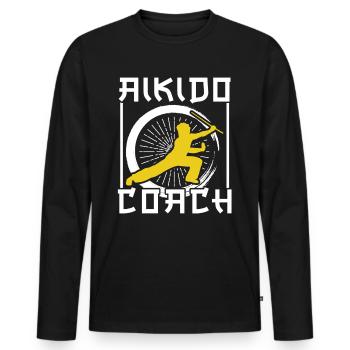 Aikido Trainer Martial Arts Fighter Martial Arts - Men's Premium Organic Long Sleeve Shirt - black - Front - Nico (187cm)