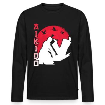 Aikido Martial Arts Fighter Martial Arts Lovers - Men's Premium Organic Long Sleeve Shirt - black - Front - Nico (187cm)