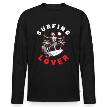 Amateurs de surf Surfer Surf surf surf surf - T-shirt manches longues Premium bio Homme - noir - Devant - Nico (187cm)