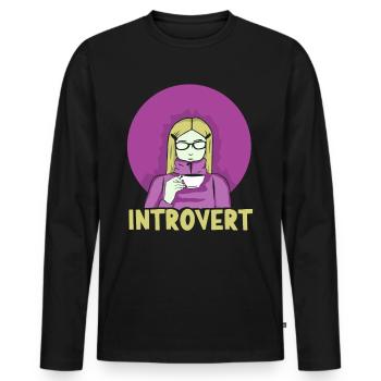 Introverted Sarcasm Introverted Shy - Men's Premium Organic Long Sleeve Shirt - black - Front - Nico (187cm)