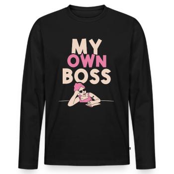 Mon propre patron Freelance freelance - T-shirt manches longues Premium bio Homme - noir - Devant - Nico (187cm)