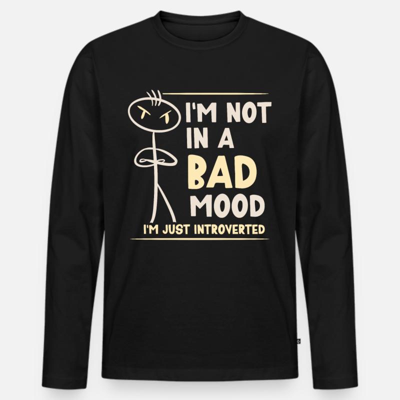 Bin Nicht Schlecht Gelaunt Bin Nur Introvertiert - Männer Premium Bio Langarmshirt - Schwarz
