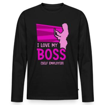 J’aime mon patron indépendant freelance - T-shirt manches longues Premium bio Homme - noir - Devant - Nico (187cm)