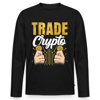 Crypto Trading Trading Trade Crypto Trader - Men's Premium Organic Long Sleeve Shirt - black - Front - Nico (187cm)